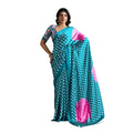 Vaystra Satin Crepe Printed Saree With Unstitched Blouse 5.5Mtr – Sky Blue