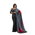 Vaystra Satin Crepe Printed Saree With Unstitched Blouse 5.5Mtr – Black