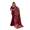 Vaystra Satin Crepe Printed Saree With Unstitched Blouse 5.5Mtr – Maroon