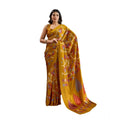 Vaystra Satin Crepe Printed Saree With Unstitched Blouse 5.5Mtr – Mustard