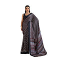 Vaystra Satin Crepe Printed Saree With Unstitched Blouse 5.5Mtr – Black