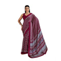 Vaystra Satin Crepe Printed Saree With Unstitched Blouse 5.5Mtr – Maroon
