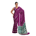Vaystra Satin Crepe Printed Saree With Unstitched Blouse 5.5Mtr – Purple