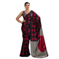 Vaystra Satin Crepe Printed Saree With Unstitched Blouse 5.5Mtr – Maroon
