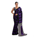 Vaystra Satin Crepe Printed Saree With Unstitched Blouse 5.5Mtr – Purple