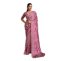 Vaystra Satin Crepe Printed Saree With Unstitched Blouse 5.5Mtr – Maroon