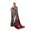 Vaystra Satin Crepe Printed Saree With Unstitched Blouse 5.5Mtr – Grey