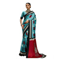 Vaystra Satin Crepe Printed Saree With Unstitched Blouse 5.5Mtr – Sky Blue