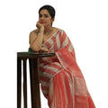 Vaystra Linen Printed Saree With Unstitched Blouse 5.5Mtr – Multicolor