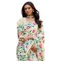 Vaystra Georgette Printed Saree With Unstitched Blouse 5.5Mtr – Cream