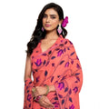 Vaystra Georgette Printed Saree With Unstitched Blouse 5.5Mtr – Peach