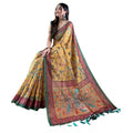 Vaystra Linen Printed Saree With Unstitched Blouse 5.5Mtr – Yellow