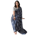Vaystra Linen Printed Saree With Unstitched Blouse 5.5Mtr – Grey