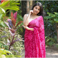 Vaystra Georgette Printed Saree With Unstitched Blouse 5.5Mtr – Pink