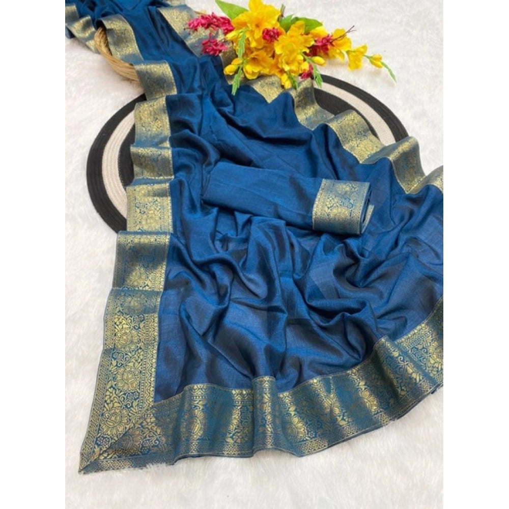 Vaystra Vichitra Silk Printed Saree With Unstitched Blouse 5.5Mtr – Rama