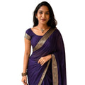 Vaystra Vichitra Silk Printed Saree With Unstitched Blouse 5.5Mtr – Purple