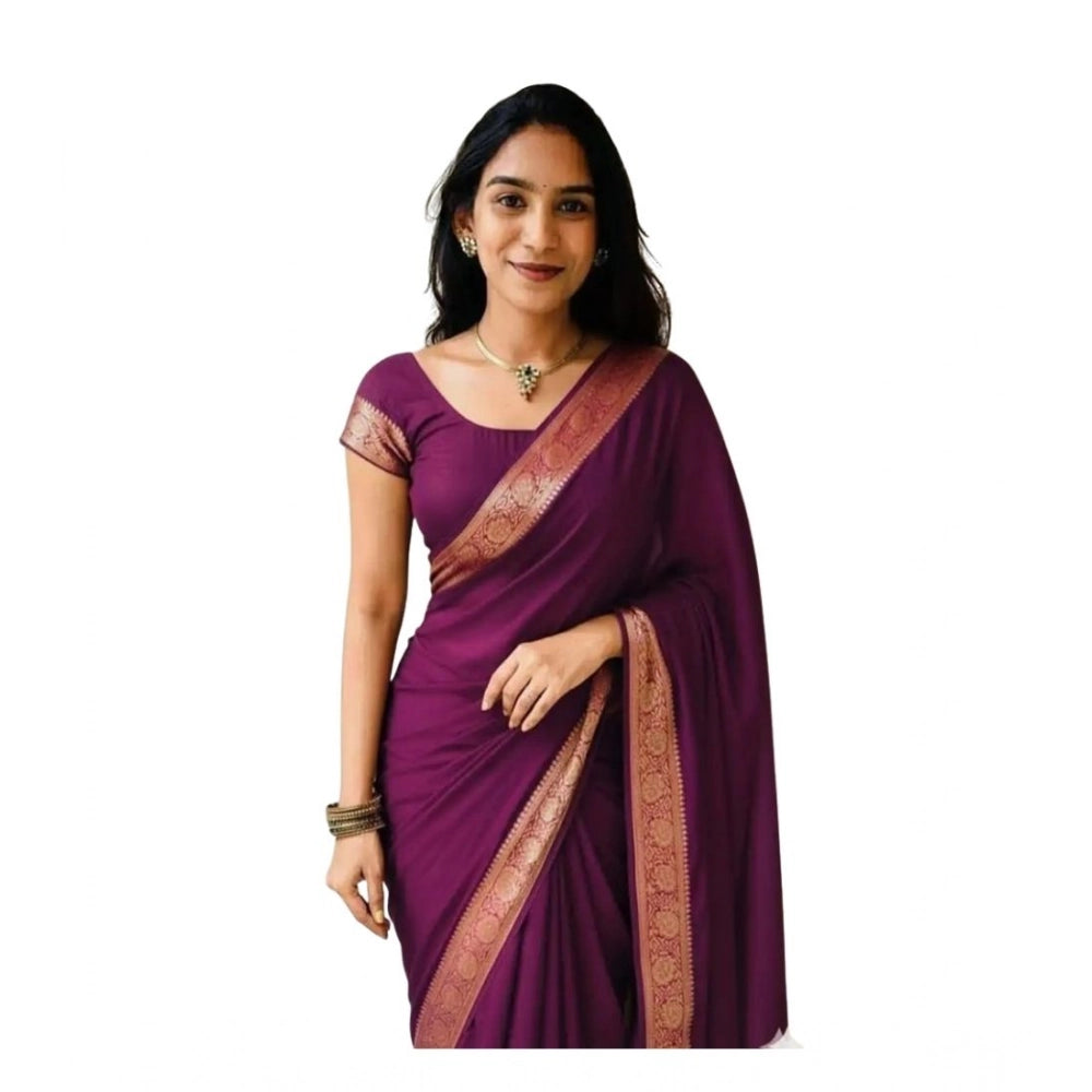 Vaystra Vichitra Silk Printed Saree With Unstitched Blouse 5.5Mtr – Wine