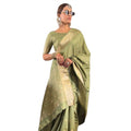 Vaystra Satin Printed Saree With Unstitched Blouse 5.5Mtr – Green