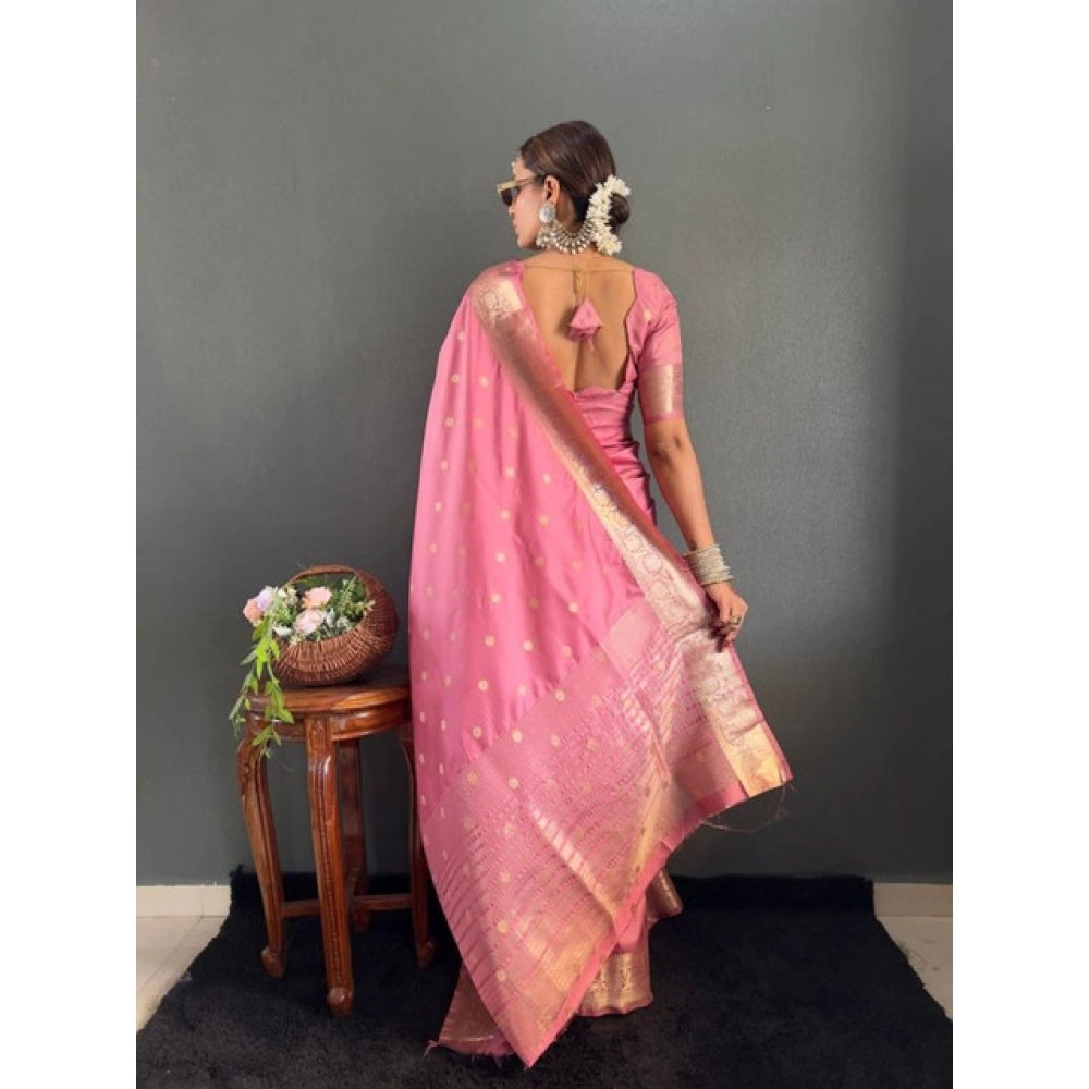 Vaystra Satin Printed Saree With Unstitched Blouse 5.5Mtr – Pink