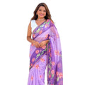 Vaystra Linen Printed Saree With Unstitched Blouse 5.5Mtr – Purple