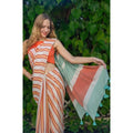 Vaystra Linen Printed Saree With Unstitched Blouse 5.5Mtr – Orange