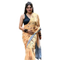 Vaystra Linen Printed Saree With Unstitched Blouse 5.5Mtr – Peach