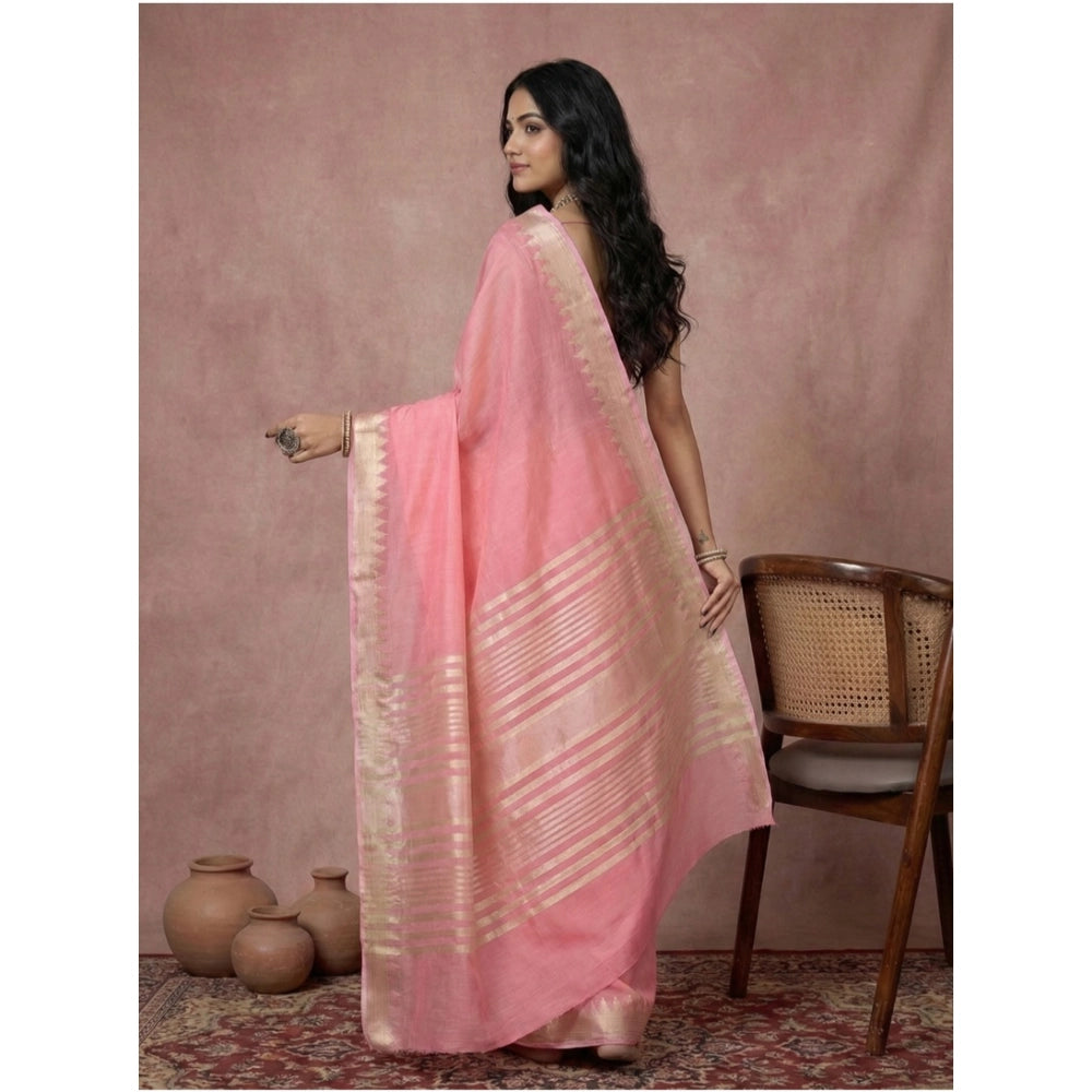 Vaystra Cotton Printed Saree With Unstitched Blouse 5.5Mtr – Coral Pink
