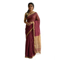 Vaystra Cotton Printed Saree With Unstitched Blouse 5.5Mtr – Wine