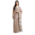 Vaystra Linen Cotton Printed Saree With Unstitched Blouse 5.5Mtr – Beige