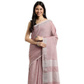 Vaystra Linen Cotton Printed Saree With Unstitched Blouse 5.5Mtr – Purple