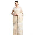 Vaystra Linen Cotton Printed Saree With Unstitched Blouse 5.5Mtr – Cream