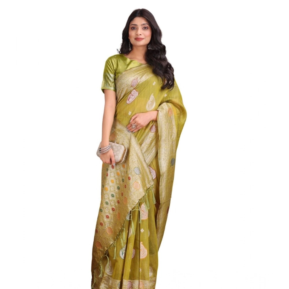 Vaystra Linen Cotton Printed Saree With Unstitched Blouse 5.5Mtr – Mustrad