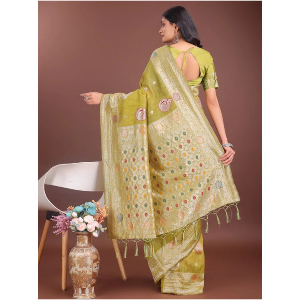 Vaystra Linen Cotton Printed Saree With Unstitched Blouse 5.5Mtr – Mustrad