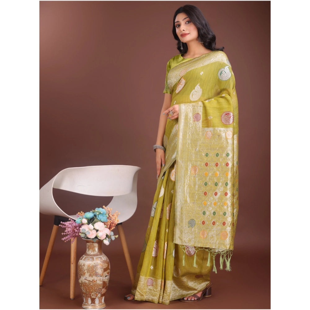Vaystra Linen Cotton Printed Saree With Unstitched Blouse 5.5Mtr – Mustrad