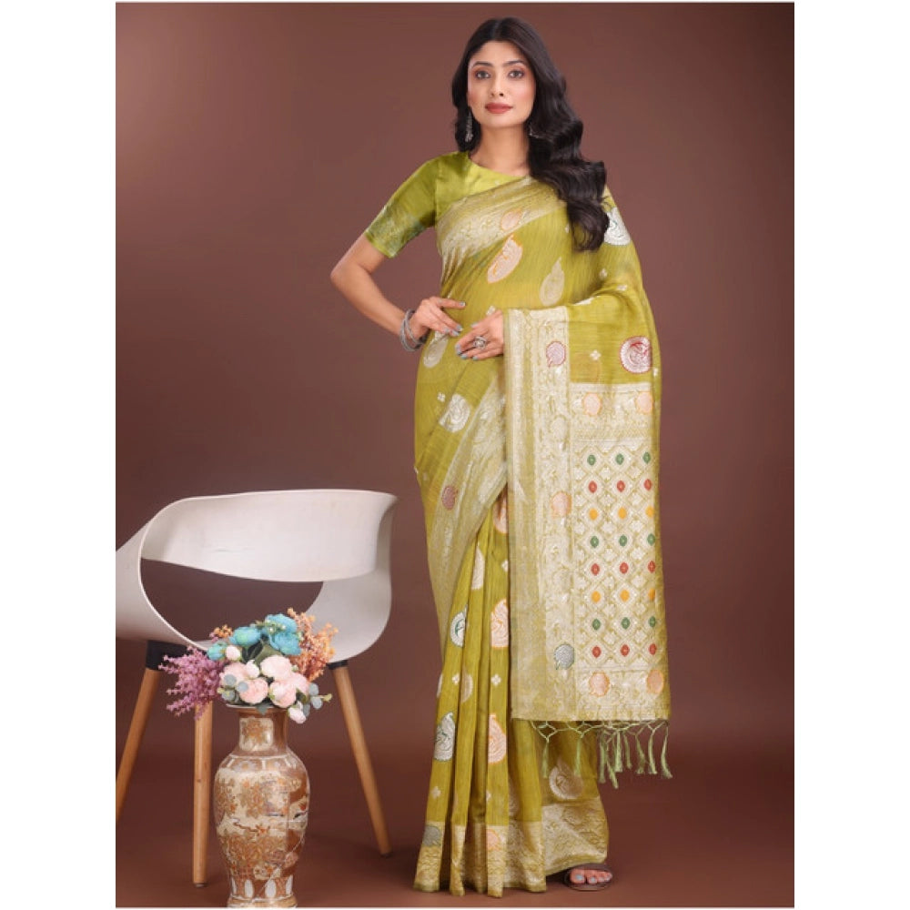 Vaystra Linen Cotton Printed Saree With Unstitched Blouse 5.5Mtr – Mustrad
