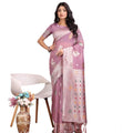 Vaystra Linen Cotton Printed Saree With Unstitched Blouse 5.5Mtr – Purple