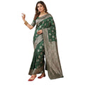 Vaystra Silk Blend Printed Saree With Unstitched Blouse 5.5Mtr – Dark Green