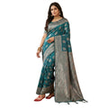 Vaystra Silk Blend Printed Saree With Unstitched Blouse 5.5Mtr – Sea Green
