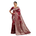 Vaystra Silk Blend Printed Saree With Unstitched Blouse 5.5Mtr – Maroon
