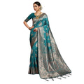 Vaystra Silk Blend Printed Saree With Unstitched Blouse 5.5Mtr – Sea Green
