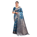 Vaystra Banarasi Silk Printed Saree With Unstitched Blouse 5.5Mtr – Teal Blue