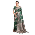 Vaystra Banarasi Silk Printed Saree With Unstitched Blouse 5.5Mtr – Dark Green