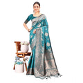 Vaystra Banarasi Silk Printed Saree With Unstitched Blouse 5.5Mtr – Sea Green