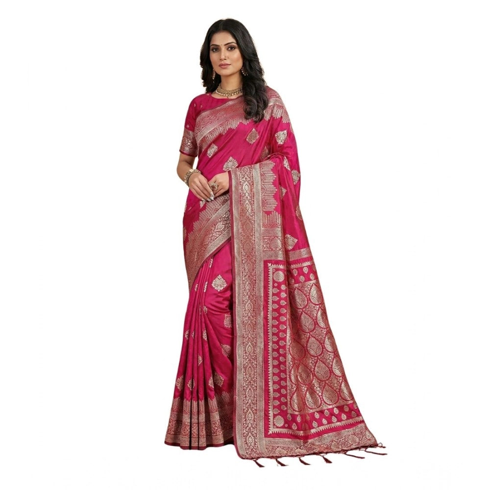 Vaystra Silk Blend Printed Saree With Unstitched Blouse 5.5Mtr – Magenta