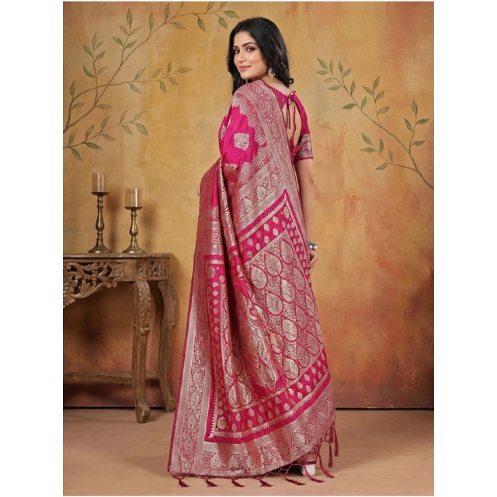 Vaystra Silk Blend Printed Saree With Unstitched Blouse 5.5Mtr – Magenta