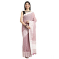 Vaystra Linen Printed Saree With Unstitched Blouse 5.5Mtr – Purple