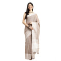 Vaystra Linen Printed Saree With Unstitched Blouse 5.5Mtr – Beige