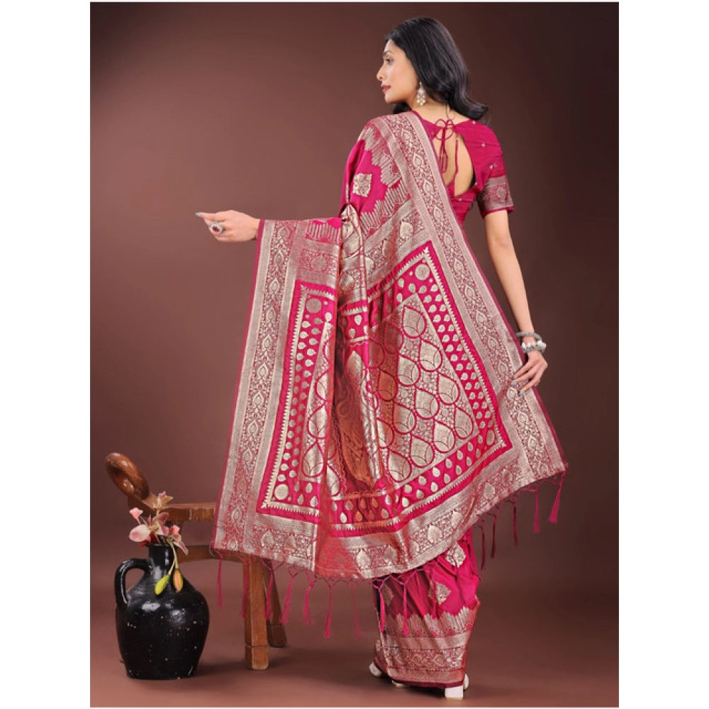 Vaystra Silk Printed Saree With Unstitched Blouse 5.5Mtr – Magenta