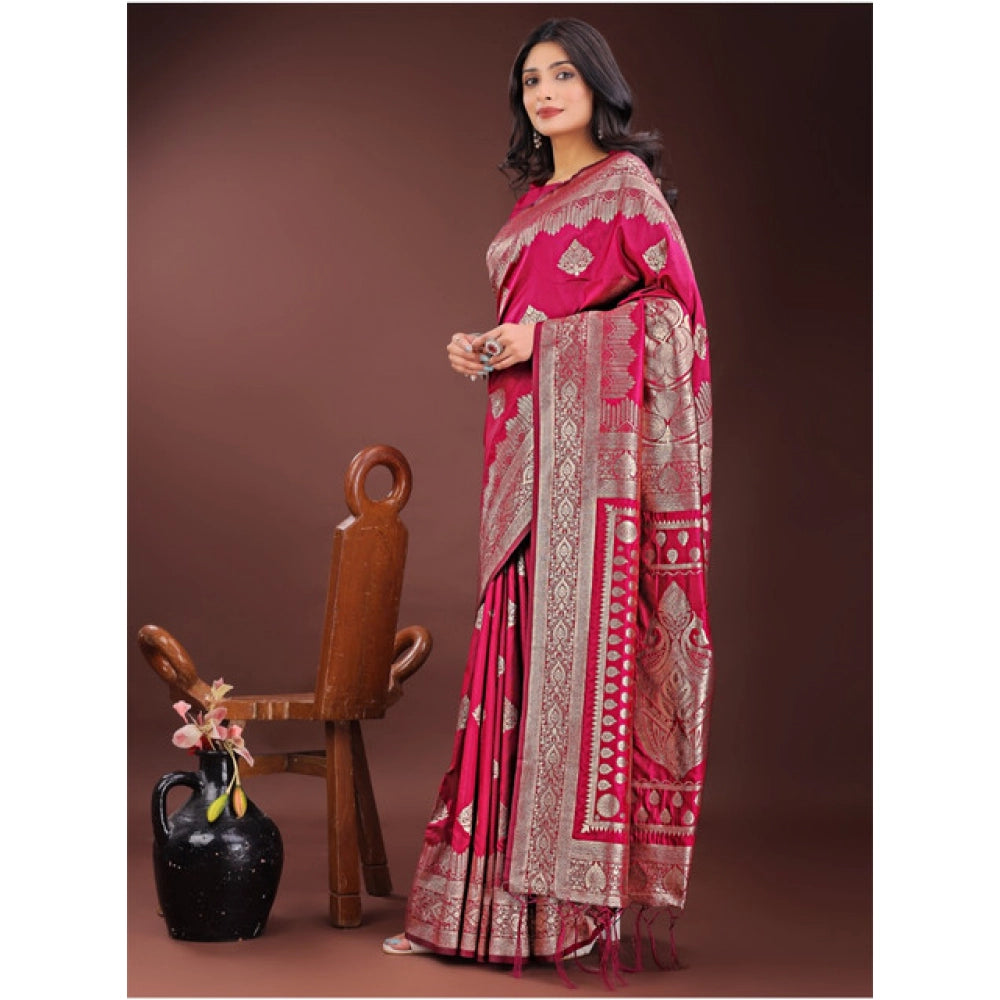Vaystra Silk Printed Saree With Unstitched Blouse 5.5Mtr – Magenta