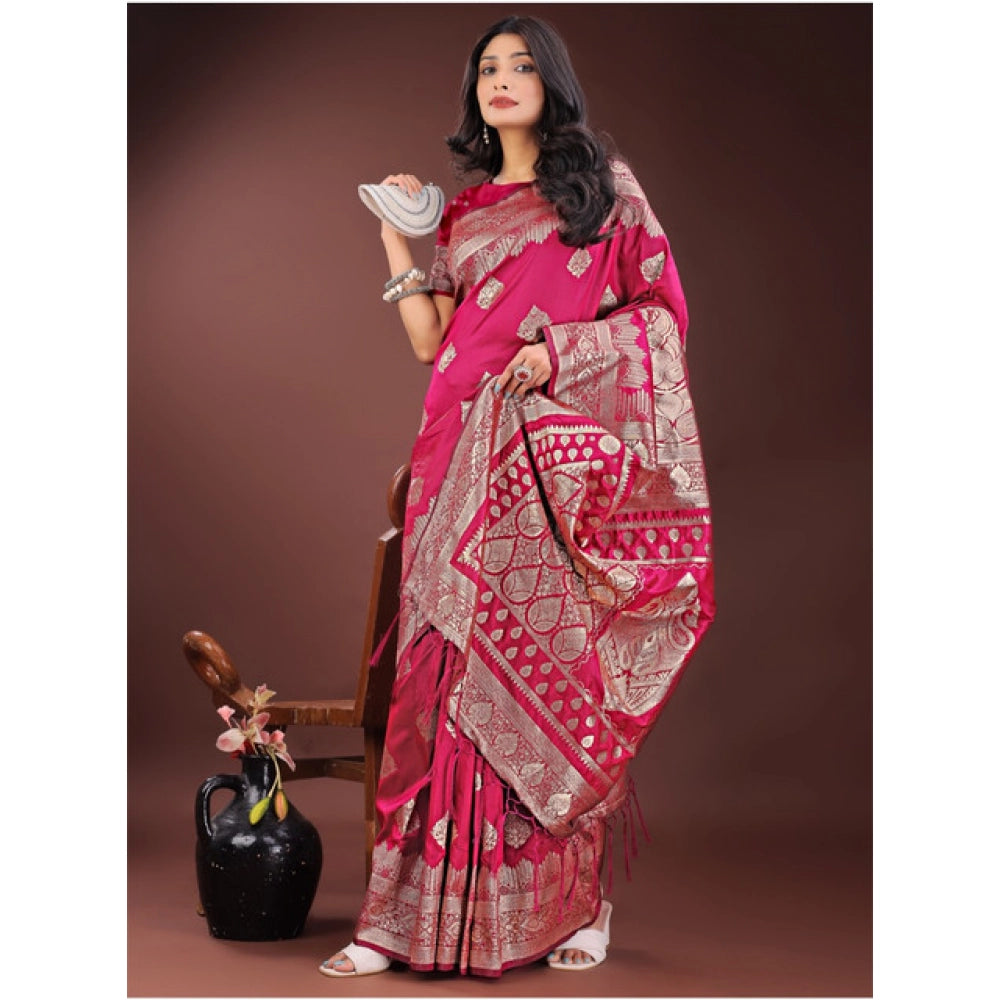 Vaystra Silk Printed Saree With Unstitched Blouse 5.5Mtr – Magenta